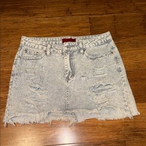 Signature8 Light Blue Ripped Mini Skirt